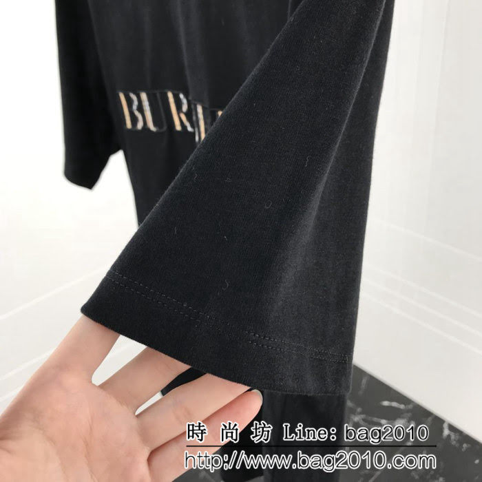 BURBERRY巴寶莉 19ss新款 Bbr字母刺繡拼接 格紋純棉汗布短袖 簡約百搭款 男女同款 ydi1704